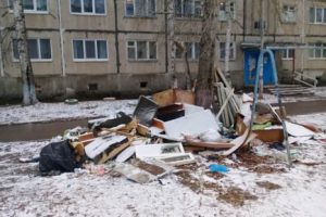 Добрянский двор зарастает мусором